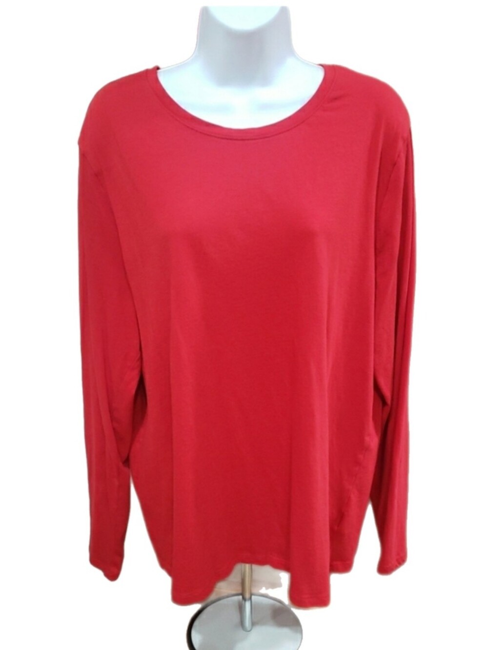 Time and Tru Women's Red Crewneck Long Sleeve Tee, 3X (22)